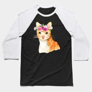 Floral Cat Kitten Mom Peony Roses Gift Baseball T-Shirt